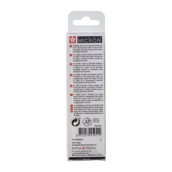 Sada technických pier SAKURA Pigma Micron set Broad 3 ks — obrázok 3