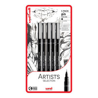 Sada UNI PIN popisovačov fineliner Artist Selection 5 ks — obrázok 1