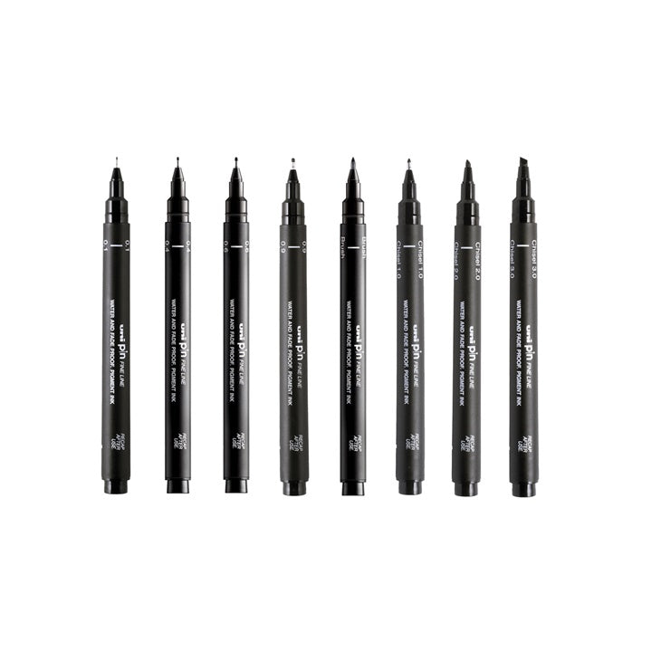 Sada UNI PIN popisovačov fineliner Calligraphy 8 ks — obrázok 2