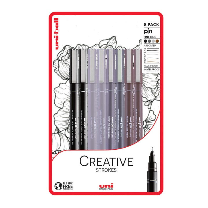Sada UNI PIN popisovačov fineliner Creative Strokes 8 ks — obrázok 4