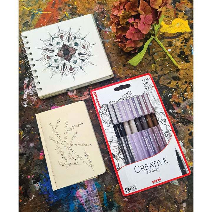 Sada UNI PIN popisovačov fineliner Creative Strokes 8 ks — obrázok 3