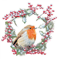 Serviete za decoupage Robin in Wreath - 1 kos
