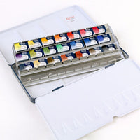Set von Aquarellfarben "Classic" Metallgehäuse, 21 Farben, volle Pfannen, ROSA GALLERY