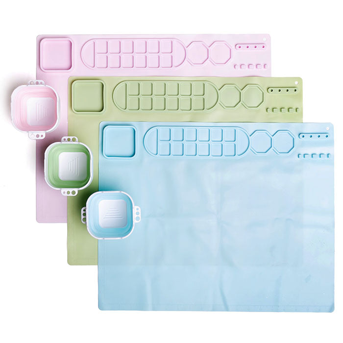 Silikon-Malunterlage mit Mischpalette und Wasserbecher | ARTMIE