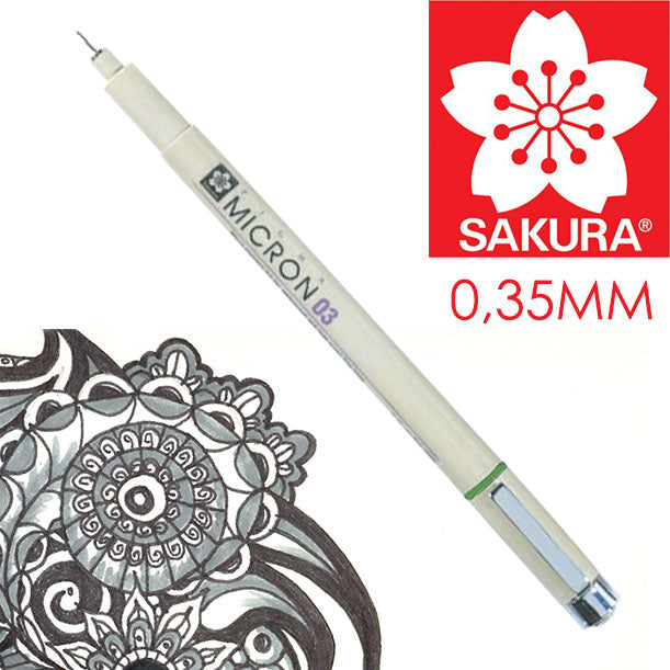 SAKURA Pigma Micron Fineliner BLACK | verschiedene Strichstärken | 03 - 0.35 mm