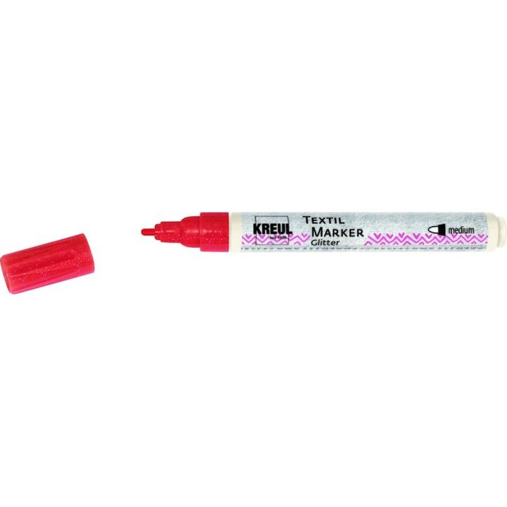 KREUL Textilmarker mit Glitzereffekt Medium | verschiedene Farben | rot