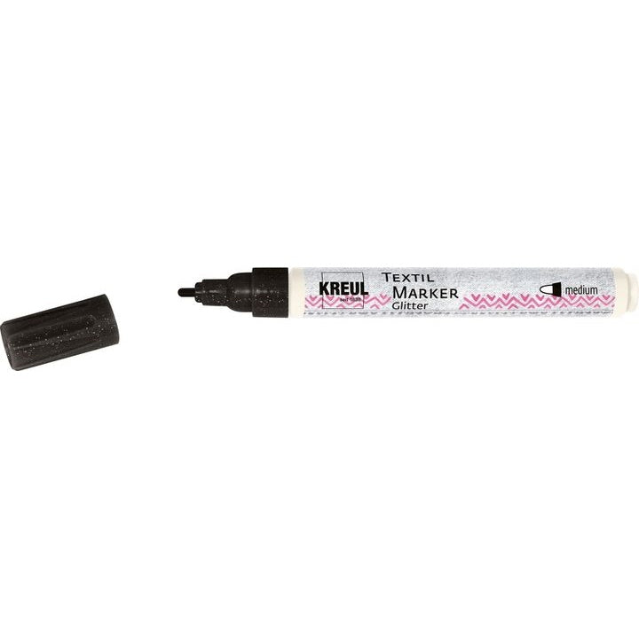 KREUL Textilmarker mit Glitzereffekt Medium | verschiedene Farben | schwarz