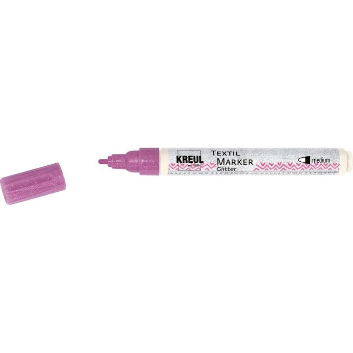 KREUL Textilmarker mit Glitzereffekt Medium | verschiedene Farben | Rose